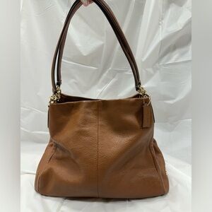 Coach Madison Phoebe Brown Leather 3 Compartments Shoulder Bag. Hobo purse